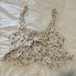 Floral Ruffle Cropped Tank Top